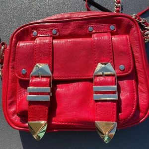 REBECCA MINKOFF RED❤️ DOUBLE BUCKLE CROSSBODY BAG